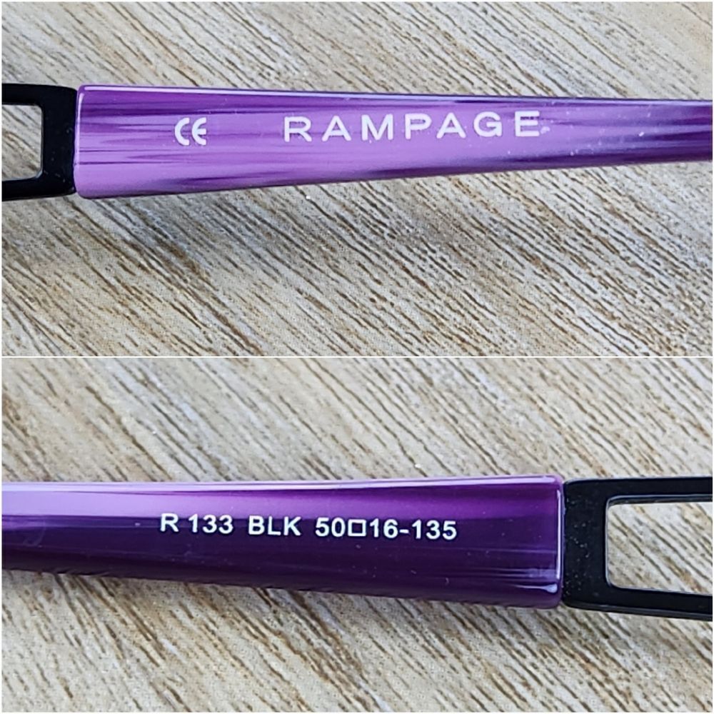 💜Vintage Rampage Black & Purple Eyeglasses & Leopard Hardshell Case - Picture 10 of 12